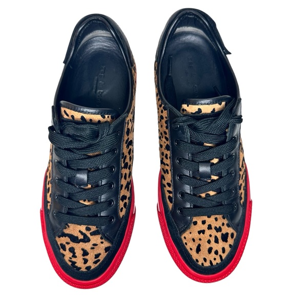 Rag & Bone Army Cheetah Leather Sneakers SZ 37 Shoes Brown Black Red - Picture 4 of 14